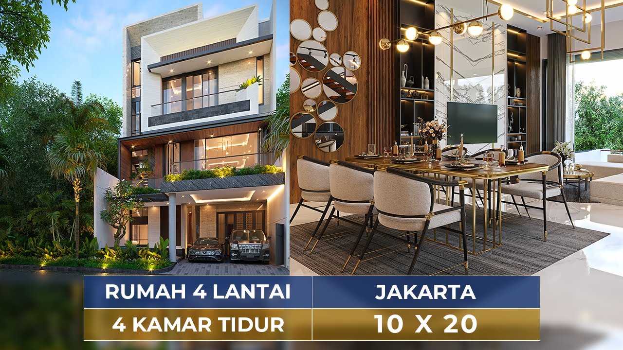 Video 3D Desain Rumah Modern 4 Lantai Bapak TNY 1483 - Jakarta