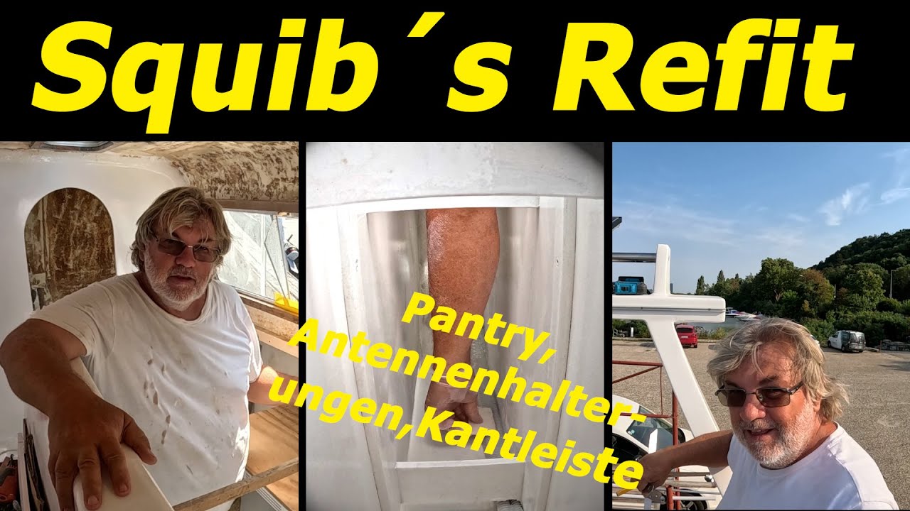 Squib's Refit - Antenna Mounts Stern Rail - Electrical Conduits - Galley Trim Strip /107