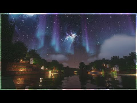 🌌 Minecraft Starry Night Lake Ambience w/ C418 Music Box | 8 Hours