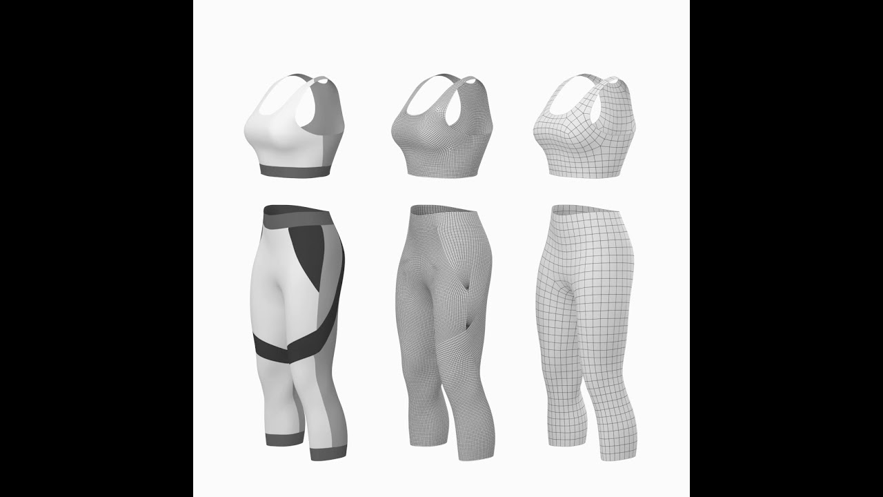 Kadın Spor Giyim 05 Temel &Ouml;rg&uuml; Tasarım Seti 3D Model