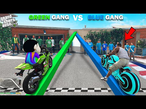 Franklin Blue Gang Vs Shinchan Green Gang Parkour Challenge In GTA 5!