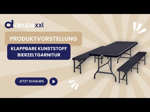 Video Teaser für CASARIA® Bierzeltgarnitur 3-tlg. Kunststoff Anthrazit 183cm
