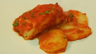 Receta de bacalao al horno en salsa de tomate