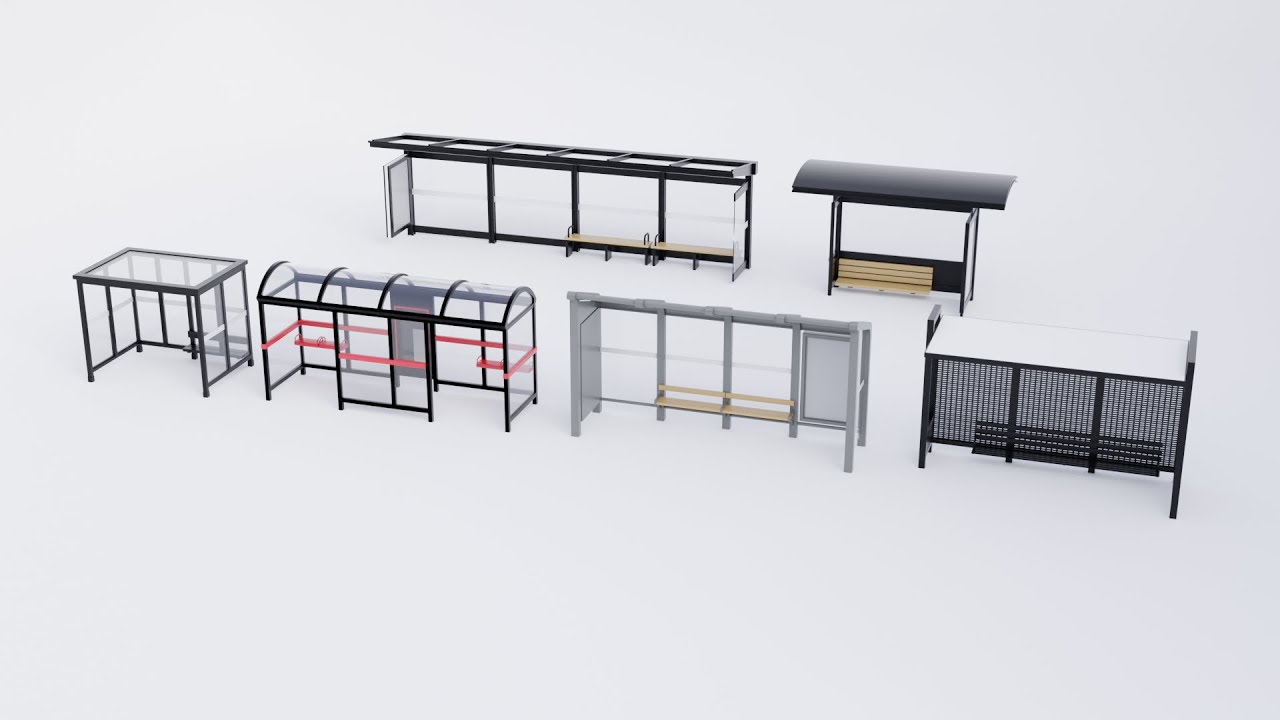 Bus Stop Shelter Collection 3D Model