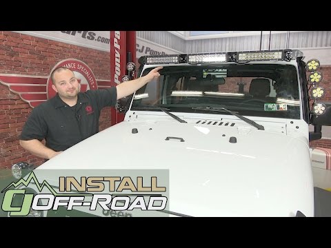 Jeep Wrangler Rugged Ridge Light/Accessory Bar w/13" LED Bars and 3" Round LEDs 2007-18 Installation