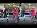 FLOYD MAYWEATHER TEACHING DEVIN HANEY HOW TO DIG TO THE BODY WITH VICIOUS HOOKS