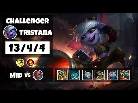 Tristana vs Lucian 11.8 Mid Lane Challenger Gameplay S11 (13/4/4) - BR