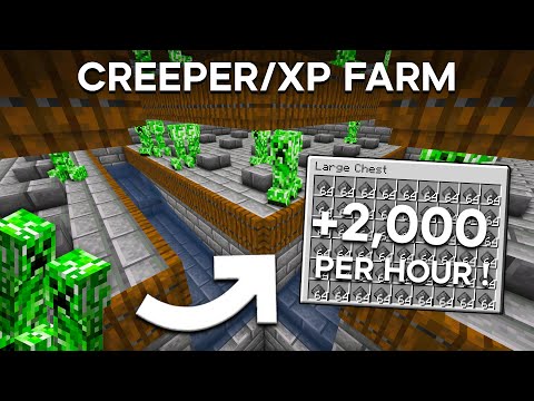 Minecraft Easy Creeper & XP Farm Tutorial 1.19 - 2000+ Per Hour !