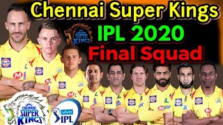 Chennai Super Kings Final Squad IPL 2020 | Vivo IPL 2020 CSK Final Squad | CSK 2020