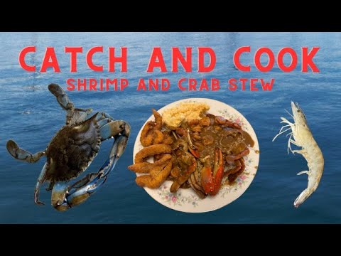 Catching Beautiful Crabs & Shrimp Off The Road (Catch*Clean*Cook) Shrimp & Crab Stew W/Fried Trout