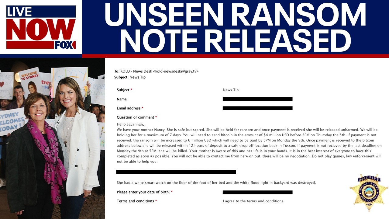 Nancy Guthrie case: Unseen ransom notes released