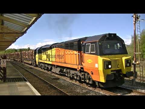 Loaded Timber Freight Move Colas Rail 70817 6J37 Hellifield 18/05/2021