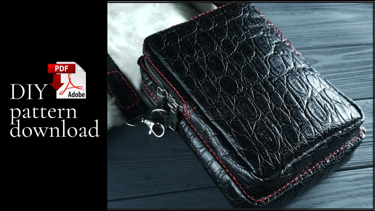 Making a leather crossbody bag | PDF pattern | DIY leather messenger bag  | Tutorial | Template