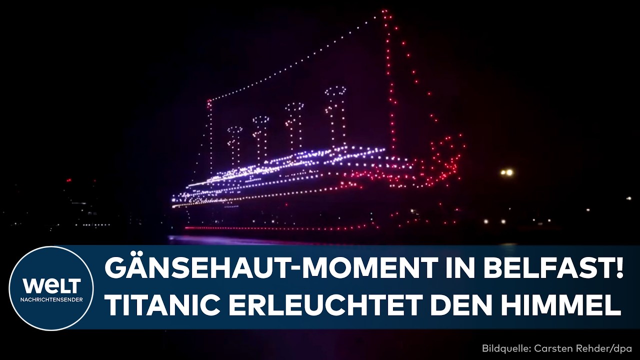 GÄNSEHAUT-MOMENT IN BELFAST: Titanic kehrt zurück! Verunglückter Ozeandampfer erleuchtet den Himmel