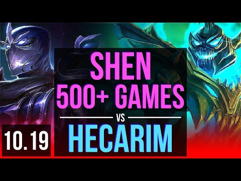 SHEN vs HECARIM (TOP) | 500+ games, KDA 3/2/13 | KR Master | v10.19
