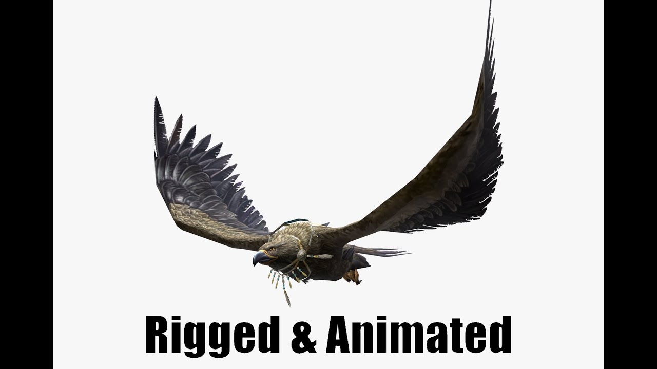Low-poly animated eagle with necklace 3D Model