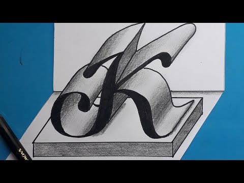 3d Drawing Letter K On Flat Paper For Beginners / How To Write Easy Trick Art With Pencil - Marker