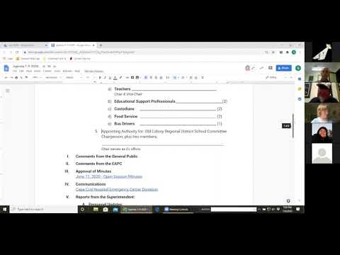 Carver School Committee Meeting  2020/07/09