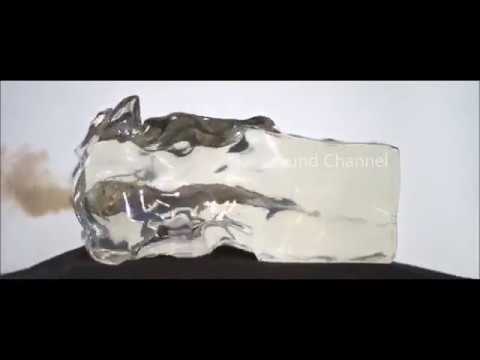 Explosion in the clear ballistic gel ( Slow-Mo HD Video)