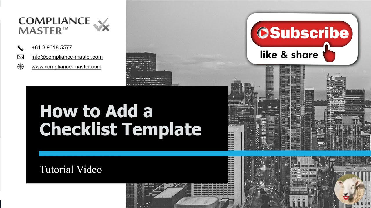 Compliance Master Checklist Template Tutorial Video