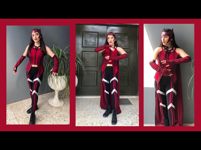 Vídeo relacionado con SINSEN Disfraz de Wanda Maximoff para mujer, disfraz de Bruja Escarlata, pantalón, capa, tocado para fiesta de Halloween, carnaval, talla L