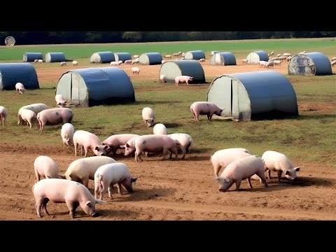 Millions of pigs are raised freely outdoors - Free-range pork processing factory