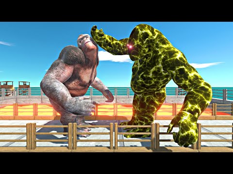 Mutant Primates vs Infected Itself on Small Lava Bridge - Animal Revolt Battle Simulator