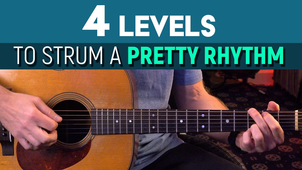 Learn these 4 Levels to play a Pretty Rhythm / Strum Pattern + a Melody line - Guitar Lesson - ML138