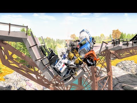 Collapsing Bridge Pileup Crashes #1 – BeamNG Drive | CrashBoomPunk