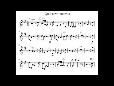 Violin sheet music - Handel's Aria 11. Qual nave smarrita（バイオリン パート譜）／ヘンデル「ラダミスト」