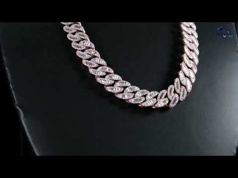 Amazing Designer Men's Chain In 14 Kt Rose Gold And Moissanite Diamonds