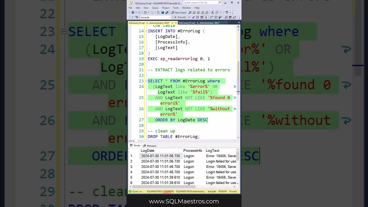 Reading SQL Server Error Log - SQL Server Training, SQL Server Video ...