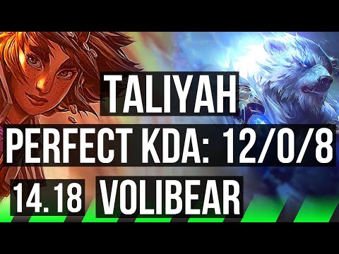 TALIYAH vs VOLIBEAR (JGL) | 12/0/8, Legendary, 900+ games | EUW Master | 14.18