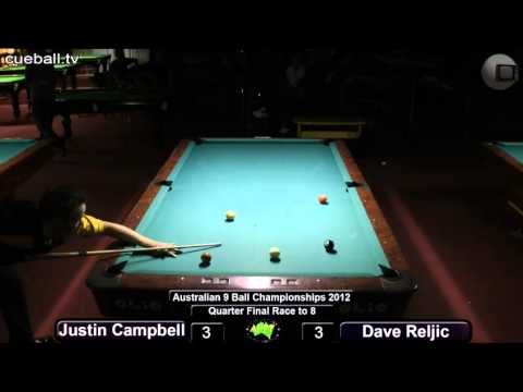 Aus 9 ball 2012 quarter final Dave Reljic v Justin Campbell