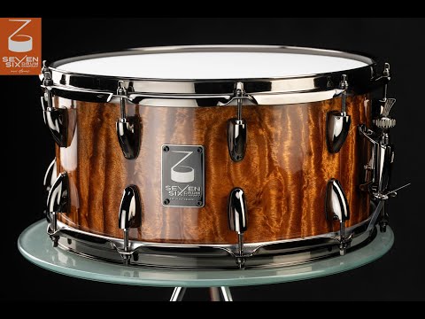The Seven Six Drum Company Waterfall Bubinga Ultra Thin Reso Series 7x14 Custom Solid Stave Snare Drum image 9
