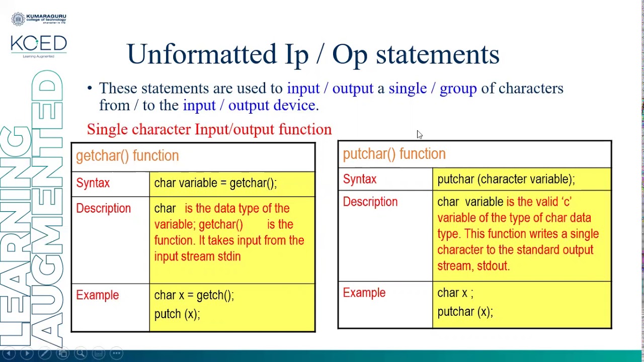 Unformatted Input and Output function Part1