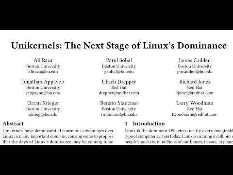 Read a paper: Unikernels and Linux
