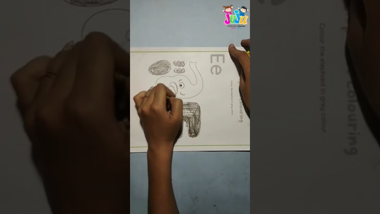 Elephant Colouring Worksheet for kindergarten students
