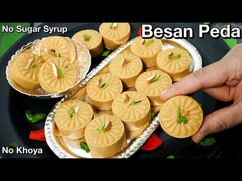 Besan Barfi Peda - No Khoya, No Sugar Syrup | Perfect Besan Peda Recipe