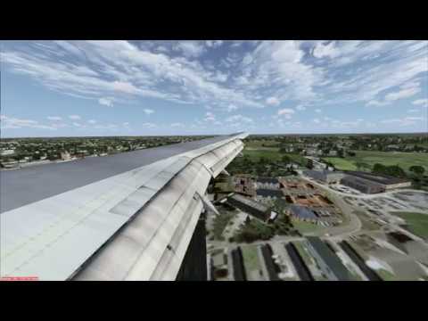 FSX British Airways Boeing 757 Landing on small airport (wing view)
