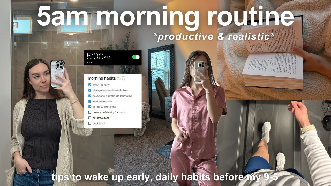 my 5AM morning routine before working 9-5 | how to wake up early, morning rituals, + working out