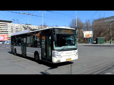 RATB Bucharest Astra Irisbus Citelis trolleybus and a Pompieri Militari fire appliance
