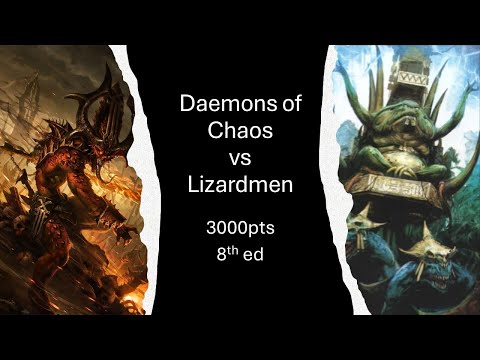 Daemons of Chaos vs Lizardmen Warhammer Fantasy 8th Battle Report