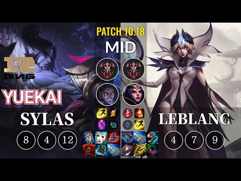 RNG yuekai Sylas vs LeBlanc Mid - KR Patch 10.18