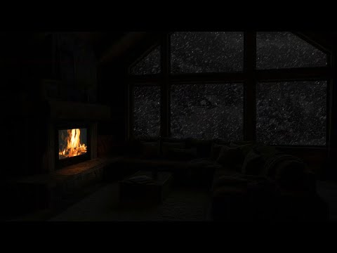 😴Fall Asleep Instantly (Uninterrupted Sleep)❄️Snowy Night with Fireplace for Anxiety Relief 🌙