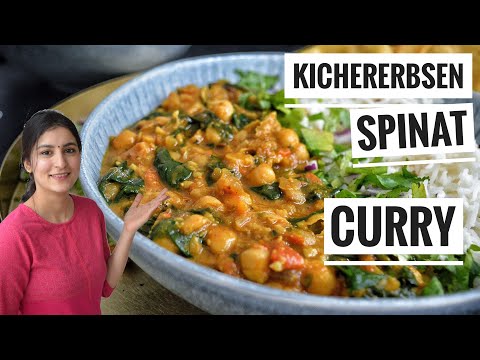 KICHERERBSEN-SPINAT CURRY mit Basmati reis 🍛 - Indisch kochen für Anfänger - vegetarisches curry