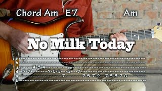 No Milk Today - Guitar Tab and Chords + Drum Track, lesson, como tocar, レッスン , табулатуры