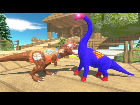 PAW PATROL ZUMA T-REX VS SUPERMAN BRACHIOSAURUS DEATH RUN - Animal Revolt Battle Simulator