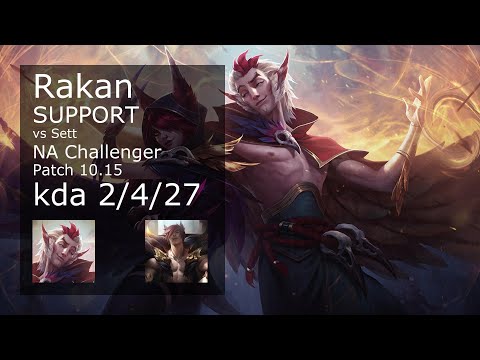 Rakan Support vs Sett - NA Challenger 2/4/27 Patch 10.15 Gameplay