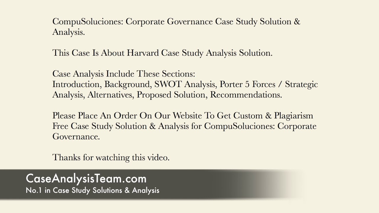 CompuSoluciones Corporate Governance Case Study Solution & Analysis